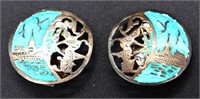 Vintage sterling Siamese enameled earrings