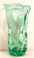 Vintage light green art glass vase