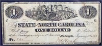 Genuine 1863 State Of NC $1 note