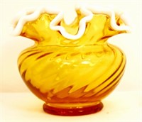 Fenton amber snowcrest short vase