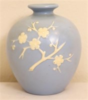 Vintage Spode Copeland blue cherry blossom vase
