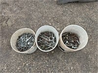 (3) Pails of Bolts, Nuts, Washers, Misc.