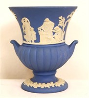 Vintage small blue Wedgewood trophy vase