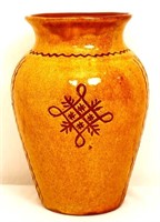 Vintage signed yellow/orange pottery vase