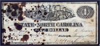 Genuine 1863 State Of NC $1 note