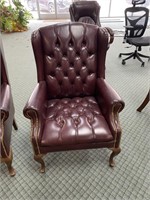 Leather Wingback Burgundy Chair