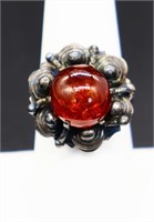 Vintage sterling red stone estate ring