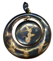 Vintage sterling Siamese enamled pendant