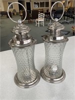 Silver Plated Glass, Candleholders (2)