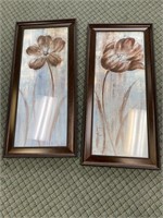 Floral Pictures Pair (2) 21"x45”