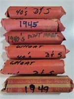 6 Rolls of 1940s Lincoln Wheat Cents