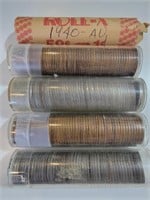 5 Rolls of 1940s Lincoln Wheat Cents