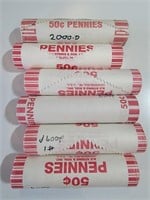 6 Rolls of 2000s Lincoln Memorial Cents