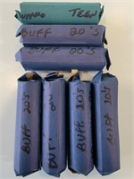 7 Rolls of Buffalo Nickels Teens and 20s