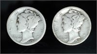 2 - 1921 Mercury Dimes