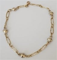 Vintage 14K Yellow Gold "Heart" Bracelet - "Italy"