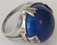 Vintage Modernist Sterling & Blue Stone Ring