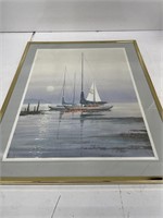 Sailboat by the Sunset Framed Art Print