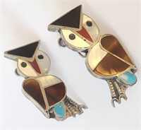 Vintage Bold Native American Fetish Owl Earrings