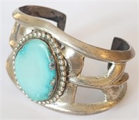 Vint. Native American Silver & Turquoise Bracelet