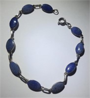 Vintage Lapis Lazuli & Sterling  8 inch Bracelet