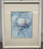 Vintage Blue and White Flowers Framed Art