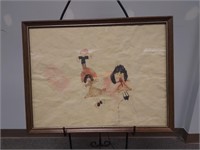 Framed Vintage Children's Folk Art