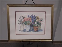 C. Winterle Olson Potted Flowers Framed Painting