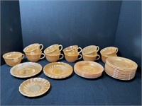 HUGE Fire King Peach Luster Cup & Saucer Lot