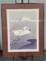 Vintage ‘Swan in Flight’ Framed Lithograph