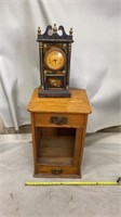 Wooden Mantle Quartz Clock, Side table (missing