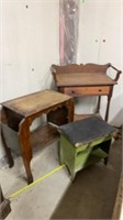 Vintage Wooden Washstand, Side Table and Foot