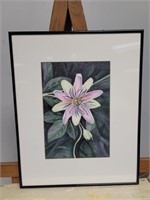 Original Framed Matted Passion Flower Wall Art