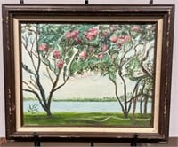 Beautiful Flowers in Trees Framed Painting