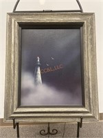 Vintage ‘Lighthouse in Darkness’ Framed Lithograph