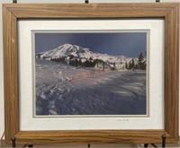 Vintage Snowy Landscape Framed Photograph