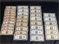 Silver Certificate Lot Red & Blue Seal Bank Notes