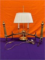 Gold Tone Desk Lamp + Victorian Style Log Stand