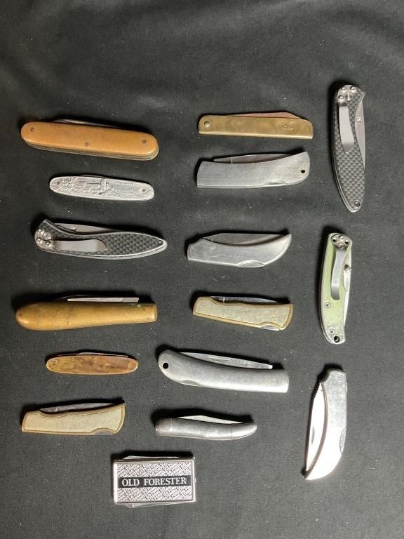 Metal Pocket Knife Lot 16 Knives