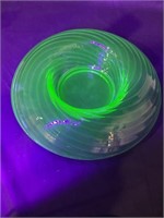 Large Uranium Glass Fruit Bowl