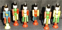 6 Vintage Painted Wood Toy Soldier Decorations
