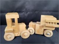Two Wooden Handcrafted Tractor Toys Resale $35
