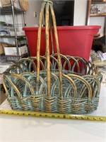 18 inch decorative teal and brown woven basket.