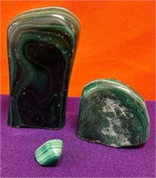 3 Malachite Minerals, Polished