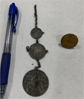 Vintage Vest Pocket Watch Chain & Button