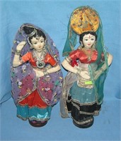 Pair of antique cloth hand made dolls