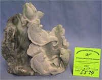 Carved jade mountain carp and lotus