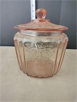 Pink Depression Glass Cookie Jar