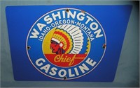 Washington Indian Chief gasoline retro style sign