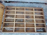 Wooden Box of Vintage Keys